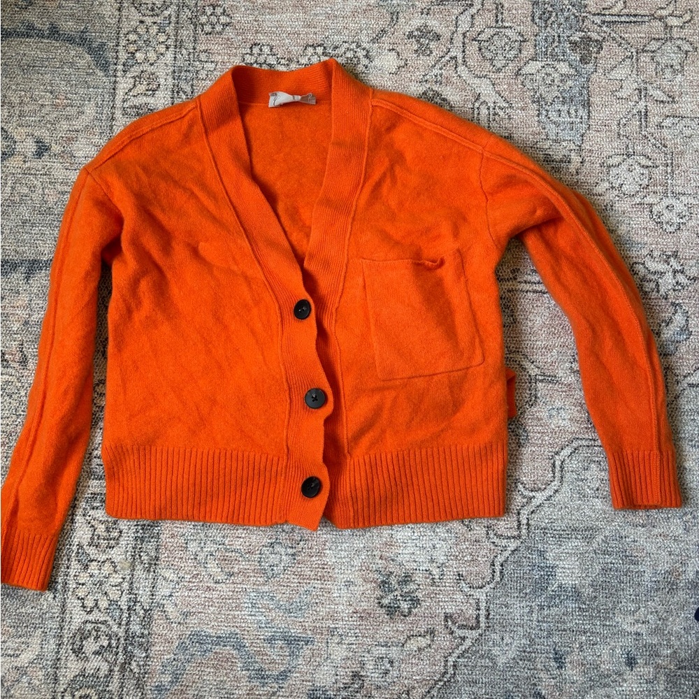 Everlane Orange Cardigan Sweater